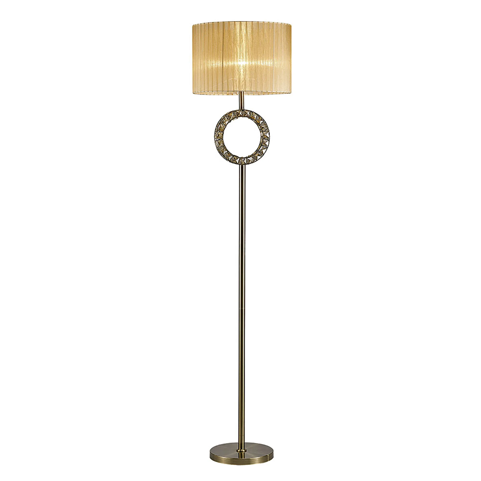 Florence Antique Brass Crystal Floor Lamps Diyas Shaded Floor Lamps